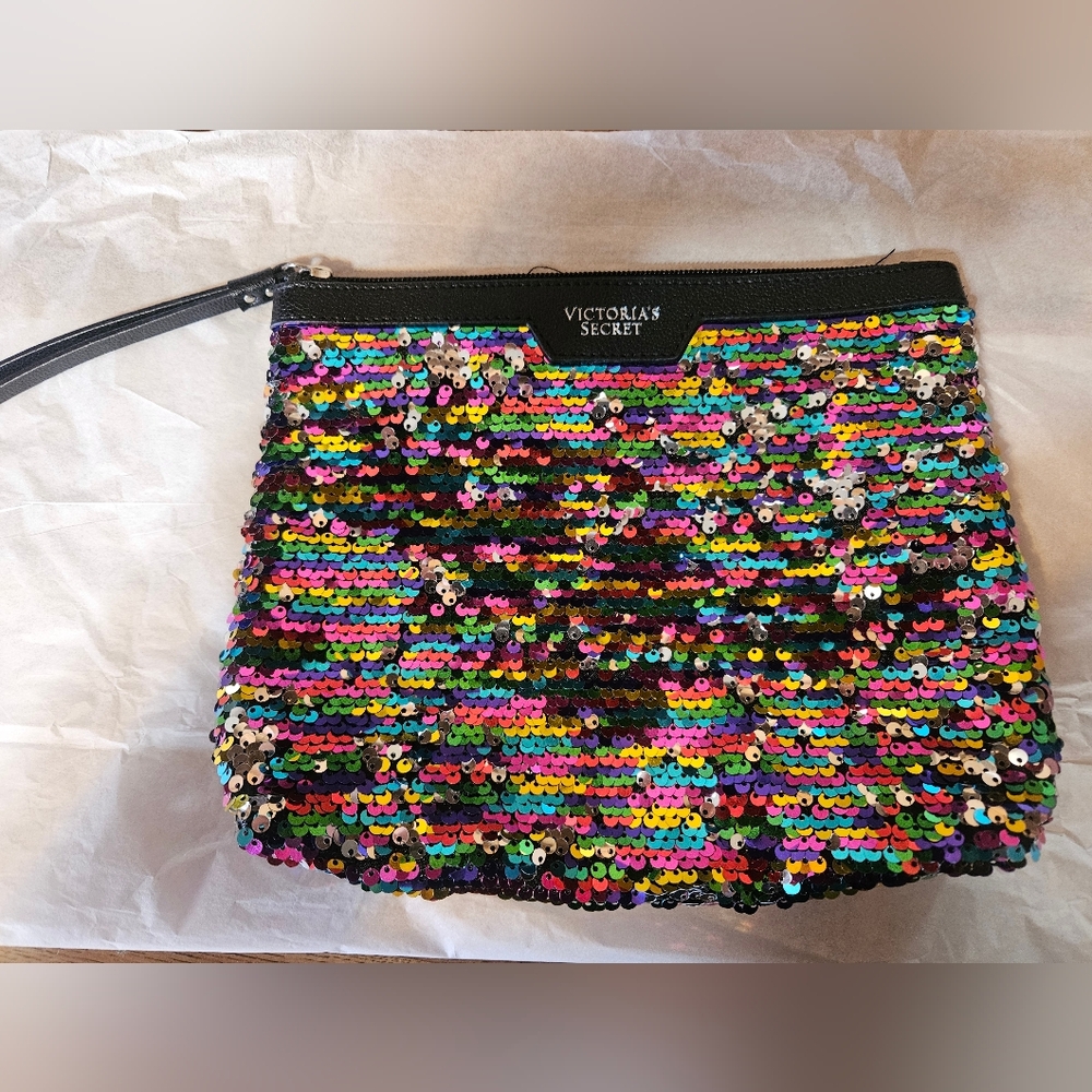 VICTORIA'S SECRET SEQUIN MAKEUP BAG: EUC